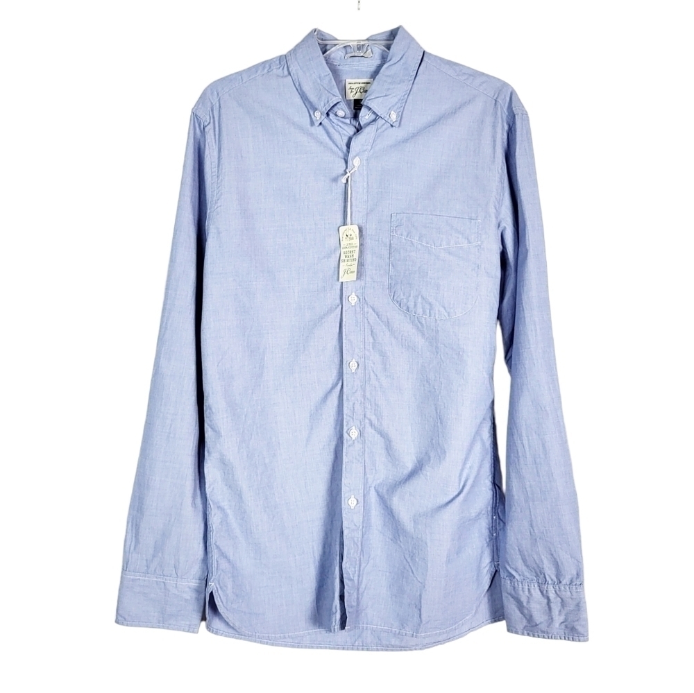 J.CREW Slim Fit Cotton Button Down Shirt Blue NWT wedding guest special occasion